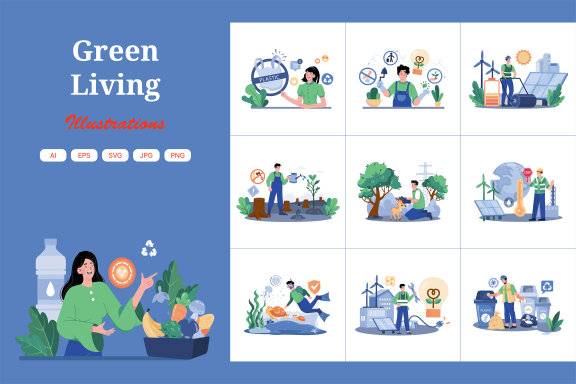 M693_Green Living Illustration Pack