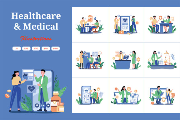 M691_Healthcare & Medical Illustration Pack