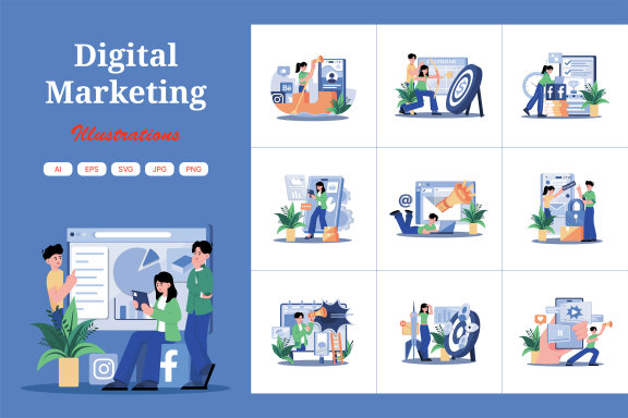 M677_Digital Marketing Illustration Pack