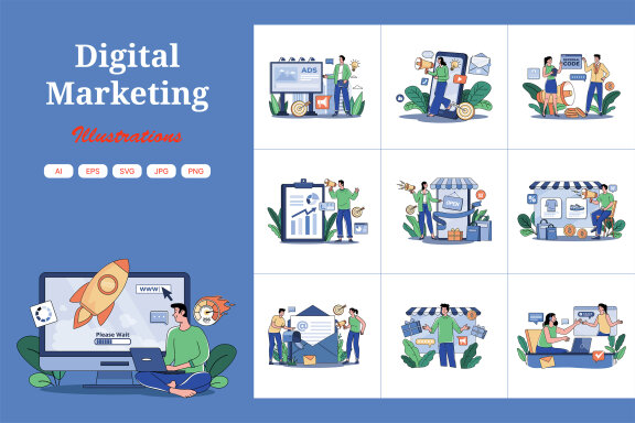 M675_Digital Marketing Illustration Pack 2