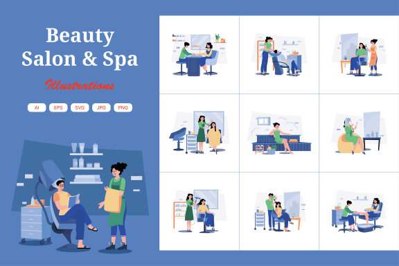 M669_Beauty Salon & Spa Illustration Pack