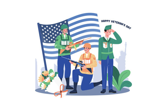 M665_Happy Veterans Day Illustration Pack