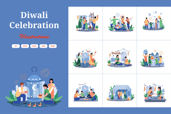 M661_Diwali Celebration Illustration Pack
