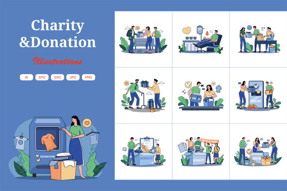 M657_Charity and Donation Illustration Pack