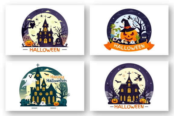 14 Halloween Night FREE Illustrations