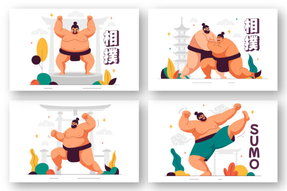 9 Sumo Wrestler Illustration