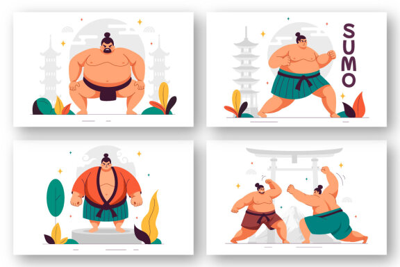 9 Sumo Wrestler Illustration