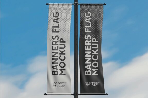 Pole Banners Flag Mockup Set (NE13)