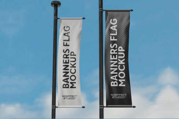 Pole Banners Flag Mockup Set (NE13)