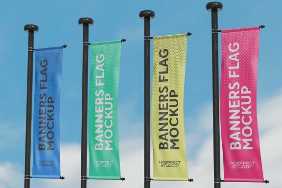 Pole Banners Flag Mockup Set (NE13)