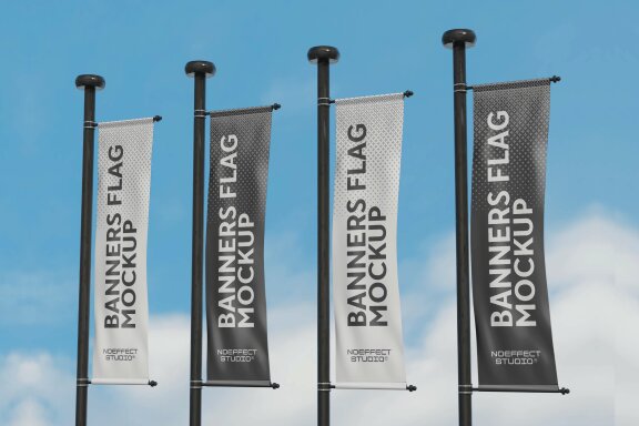 Pole Banners Flag Mockup Set (NE13)