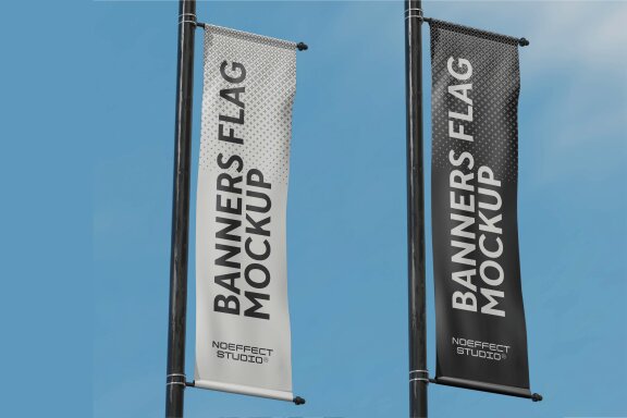 Pole Banners Flag Mockup Set (NE13)