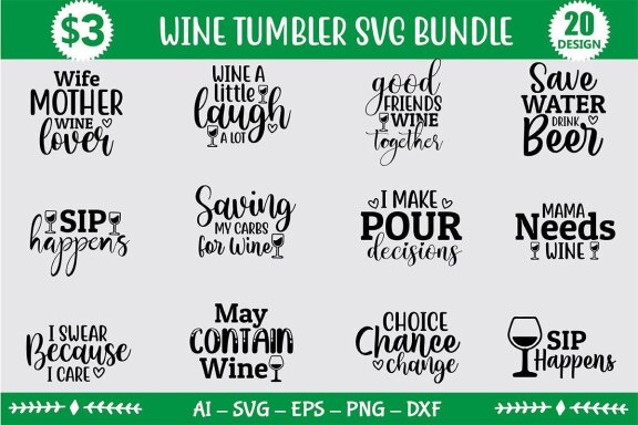 Wine Tumbler SVG Bundle