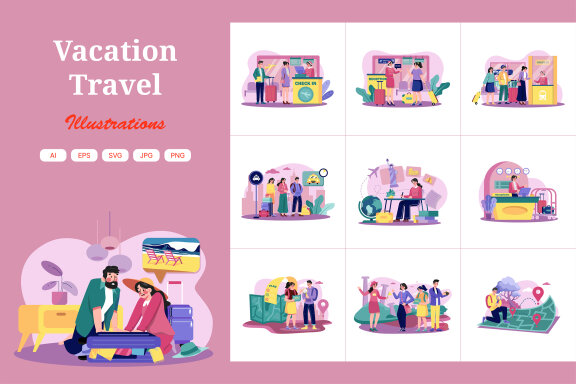 M627_Vacation Travel Illustration Pack 1