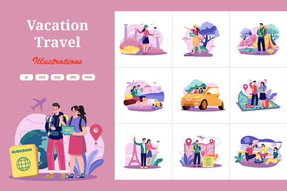 M627_Vacation Travel Illustration Pack 2