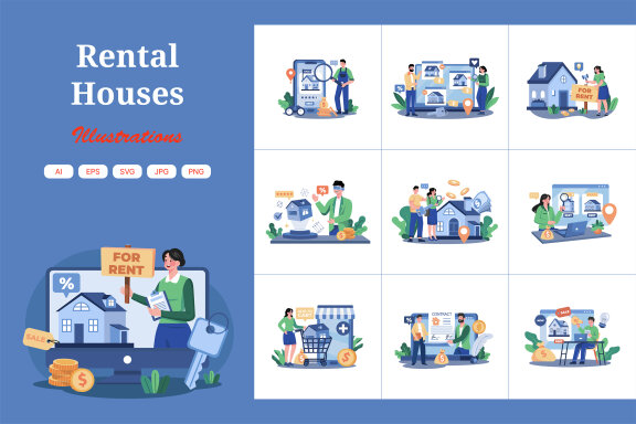 M624_Online Rent Home Illustration Pack 1