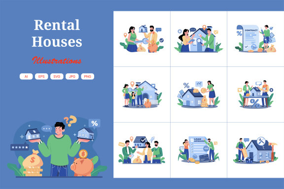 M624_Online Rent Home Illustration Pack 2