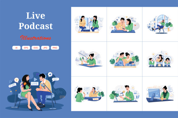 M611_Live Podcast Illustration Pack
