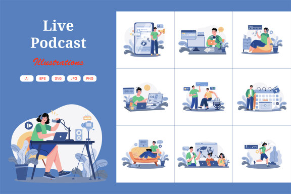 M598_Live Podcast Illustration Pack 2