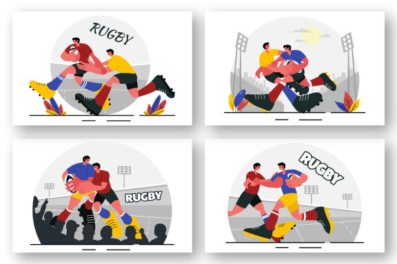 9 Rugby Player Illustration