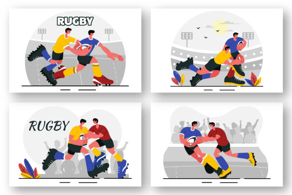 9 Rugby Player Illustration