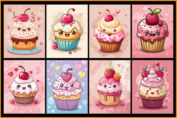 100 Kawaii Cupcake Coloring Pages