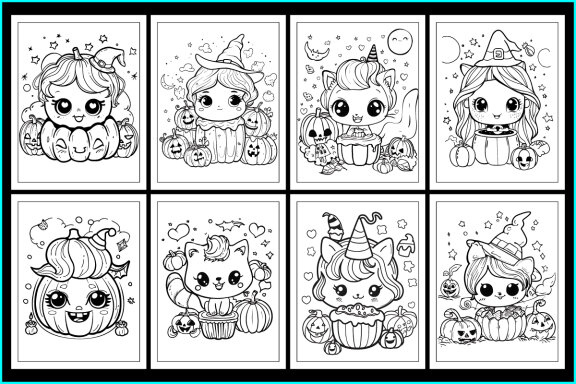 100 Kawaii Halloween Coloring Pages for Kids