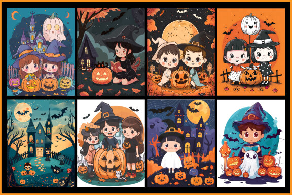 100 Kawaii Halloween Coloring Pages for Kids