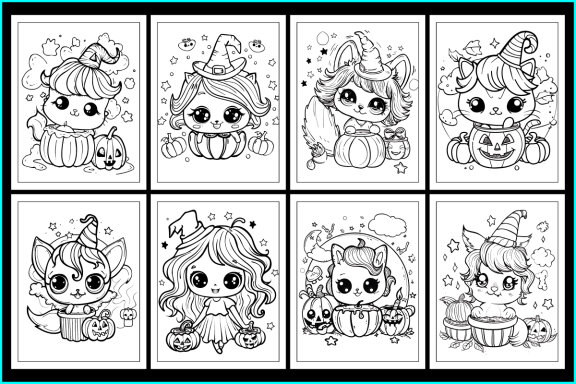 100 Kawaii Halloween Coloring Pages for Kids