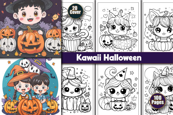100 Kawaii Halloween Coloring Pages for Kids