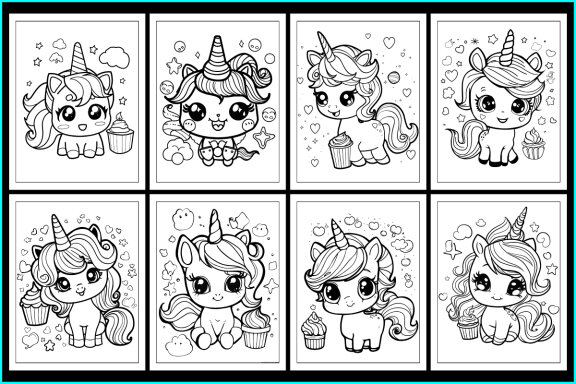  Kawaii unicorn Coloring Pages