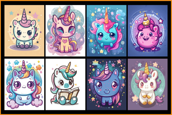  Kawaii unicorn Coloring Pages