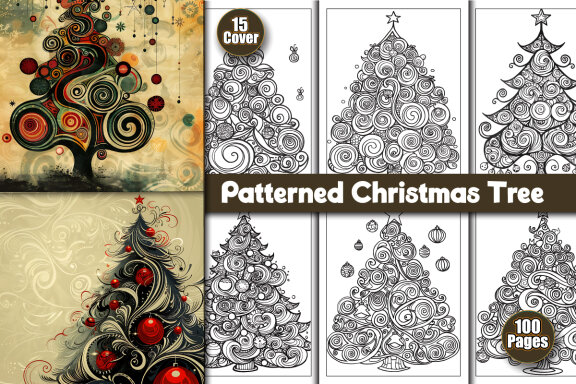 Patterned Christmas Tree Coloring Pages