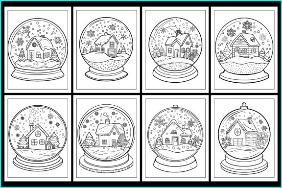 Snow Globes in jar Coloring Pages
