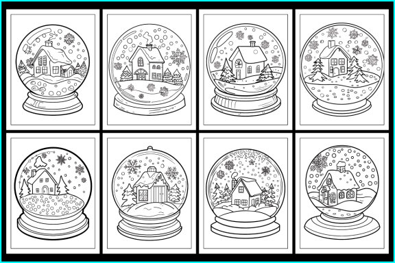 Snow Globes in jar Coloring Pages