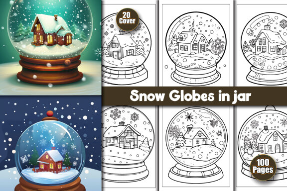 Snow Globes in jar Coloring Pages