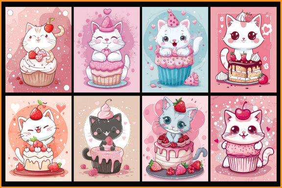Kawaii Cat Coloring Pages for Kids