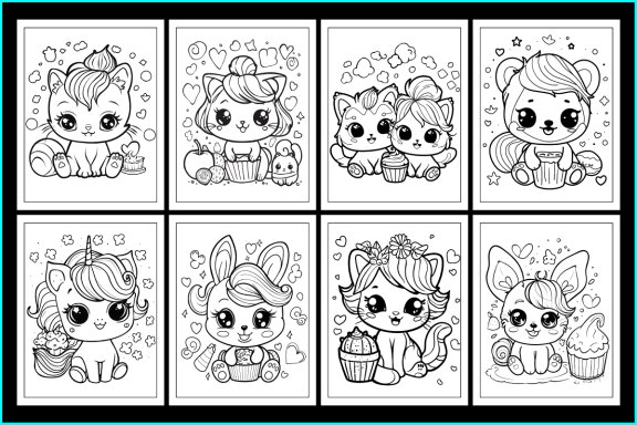 Kawaii Cat Coloring Pages for Kids