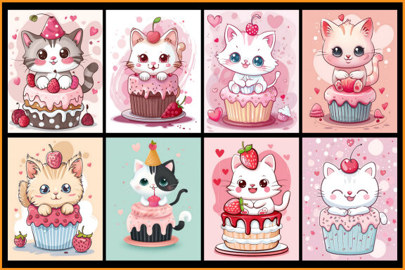 Kawaii Cat Coloring Pages for Kids