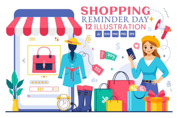 12 Shopping Reminder Day Illustration
