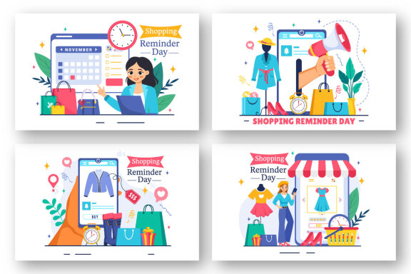 12 Shopping Reminder Day Illustration