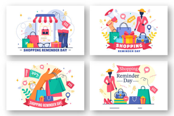 12 Shopping Reminder Day Illustration