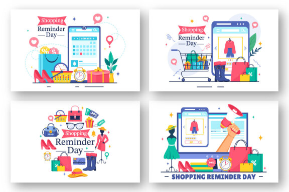 12 Shopping Reminder Day Illustration