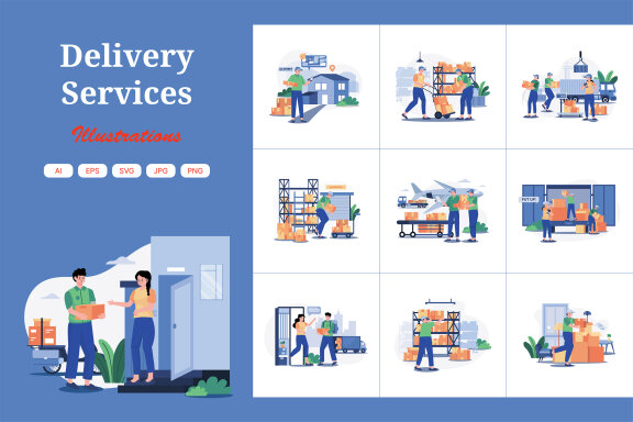 M585_Delivery Services Illustration Pack