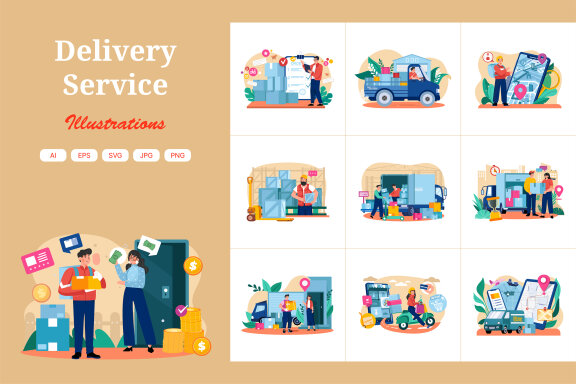 M582_Delivery Service Illustration Pack