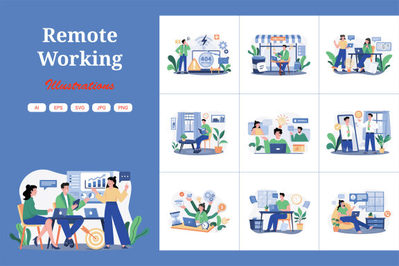 M574_Remote Working Illustration Pack