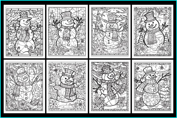 Stained Glass Snowman FREE Coloring Pages