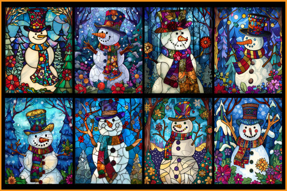 Stained Glass Snowman FREE Coloring Pages
