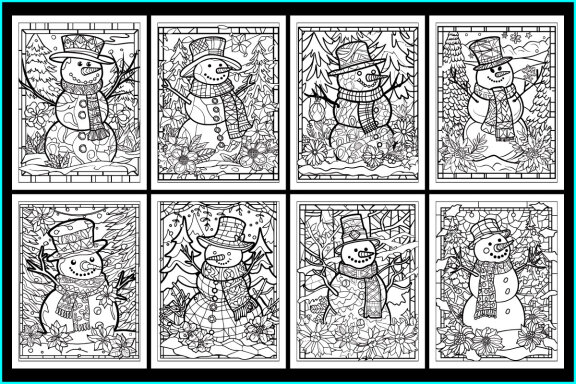 Stained Glass Snowman FREE Coloring Pages