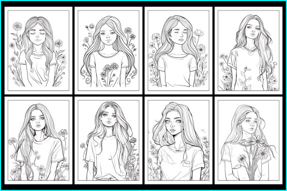 Beautiful Artist Girls Coloring Pages